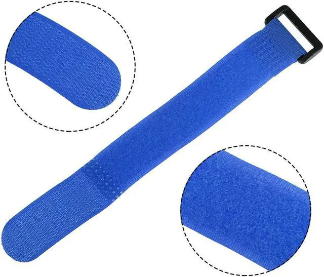 Alt view image 3 of 4 - 20pcs Hook and Loop Straps, 1-inch x 8-inch Securing Straps Reusable Fastening Cable Tie (Blue)