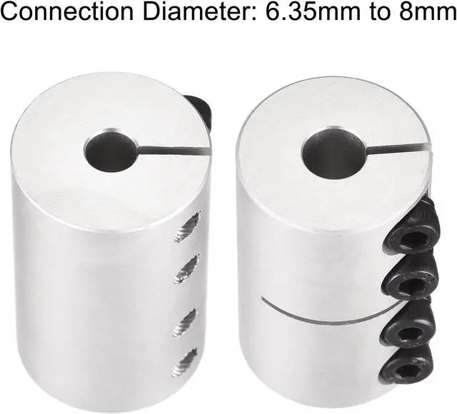 Alt view image 4 of 5 - 2pcs 6.35mm to 8mm Shaft Coupling 25mmx40mm Coupler Aluminum Alloy Joint Motor for 3D Printer CNC Machine DIY Encoder