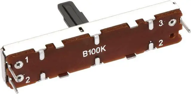 Alt view image 3 of 5 - Fader Variable Resistors Mixer 45mm Straight Slide Potentiometer B100K Ohm Single Channel 2pcs