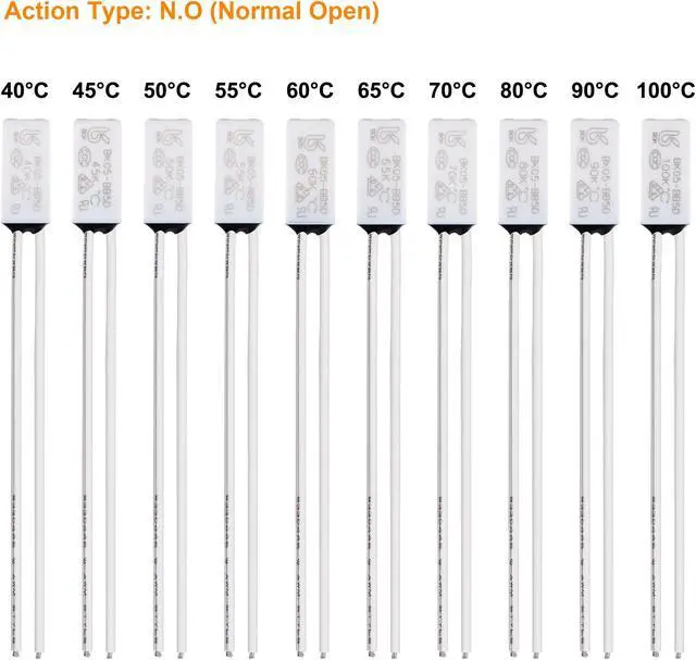 Alt view image 2 of 5 - 10pcs KSD9700 Thermostat Normally Open 40-100°C(104-212°F) N.O Temperature Control Switch Assortment Kit