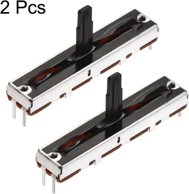 Alt view image 4 of 5 - Fader Variable Resistors Mixer 45mm Straight Slide Potentiometer B100K Ohm Single Channel 2pcs