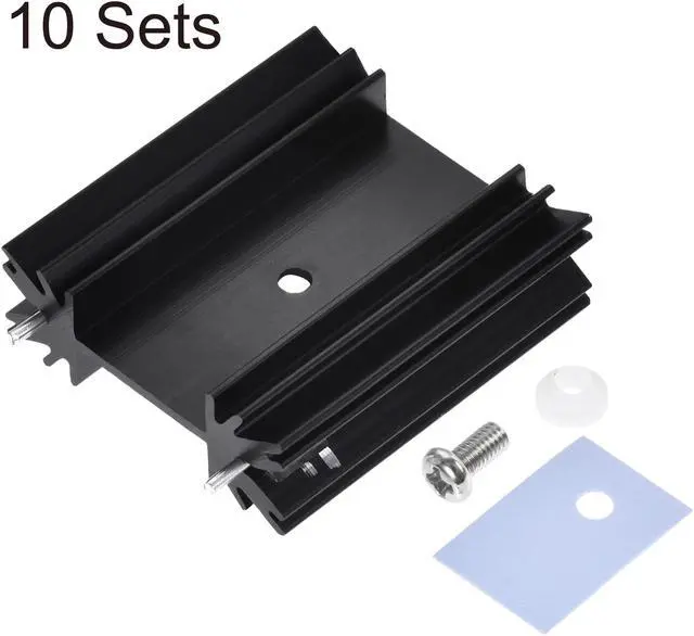 Alt view image 3 of 5 - 34mm x 25mm x 12mm TO-220 Aluminum Heatsink for Cooling Transistor Diodes with 2 Support Pin Black 10pcs