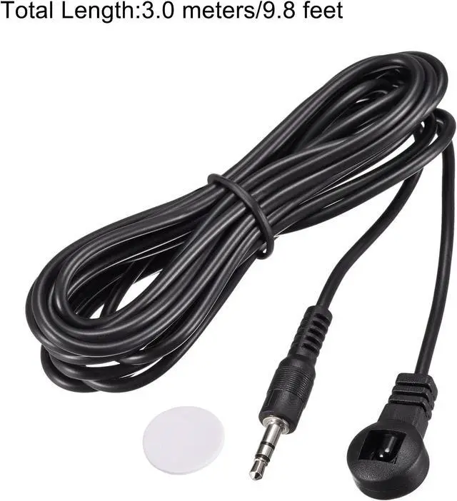 Alt view image 2 of 4 - IR Infrared Receiver Extender Cable 3.5mm Jack 9.8FT Long 26FT Receiving Distance Black Flat Head
