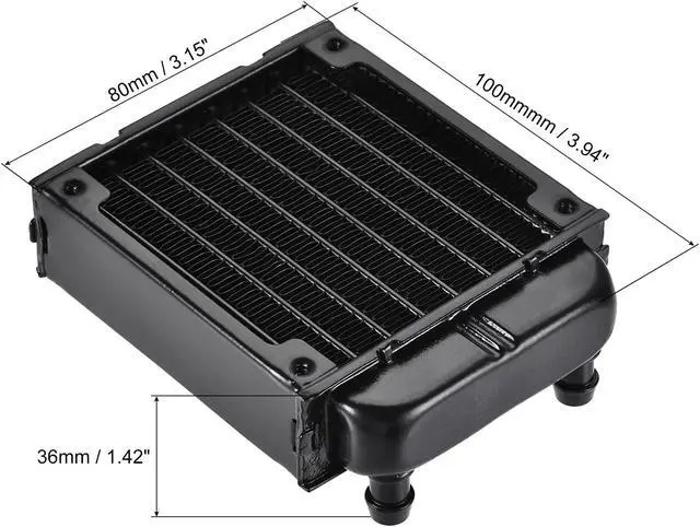 Alt view image 2 of 6 - Water Cooling Radiator for Computer CPU 80mm x 100mm x 26mm with 8 Aluminum Tube