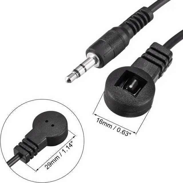 Alt view image 3 of 4 - IR Infrared Receiver Extender Cable 3.5mm Jack 4.9FT Long 26FT Receiving Distance Black Flat Head 2pcs