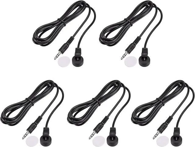 Main image of IR Infrared Receiver Extender Cable 3.5mm Jack 4.9FT Long 26FT Receiving Distance Black Flat Head 5pcs