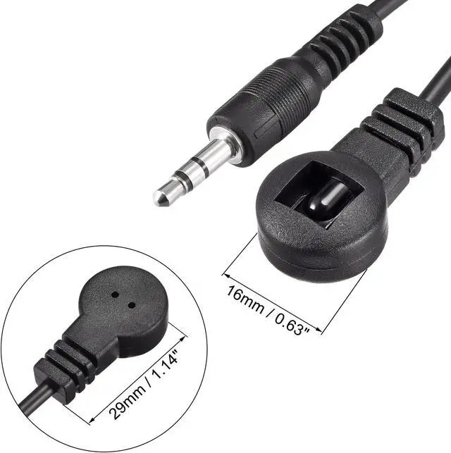 Alt view image 3 of 4 - IR Infrared Receiver Extender Cable 3.5mm Jack 9.8FT Long 26FT Receiving Distance Black Flat Head