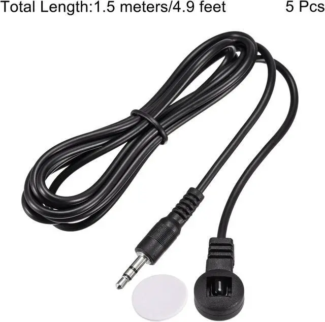 Alt view image 2 of 4 - IR Infrared Receiver Extender Cable 3.5mm Jack 4.9FT Long 26FT Receiving Distance Black Flat Head 5pcs
