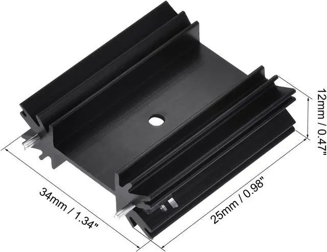 Alt view image 2 of 5 - 34mm x 25mm x 12mm TO-220 Aluminum Heatsink for Cooling Transistor Diodes with 2 Support Pin Black 10pcs