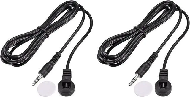 Main image of IR Infrared Receiver Extender Cable 3.5mm Jack 4.9FT Long 26FT Receiving Distance Black Flat Head 2pcs