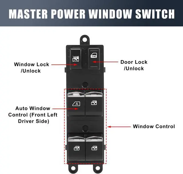 Alt view image 3 of 7 - Car Electric Power Master Window Switch Front Left Side 25401-ED500 for Nissan Versa 2007-2010