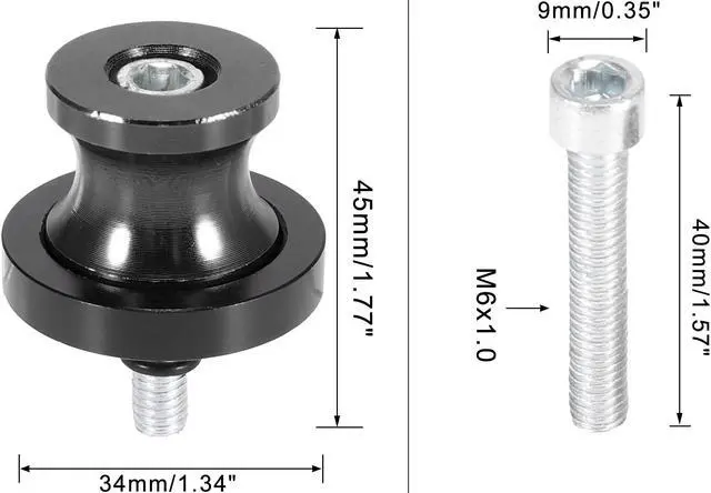 Alt view image 2 of 6 - 2pcs 6mm M6x1.0 Black Aluminum Alloy Motorcycle Swingarm Spools Sliders Stand for Yamaha