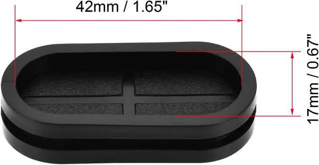 Alt view image 3 of 5 - Rubber Grommet Oval Double-Sided Mount Size 44 x 20 mm for Wire Protection 10pcs