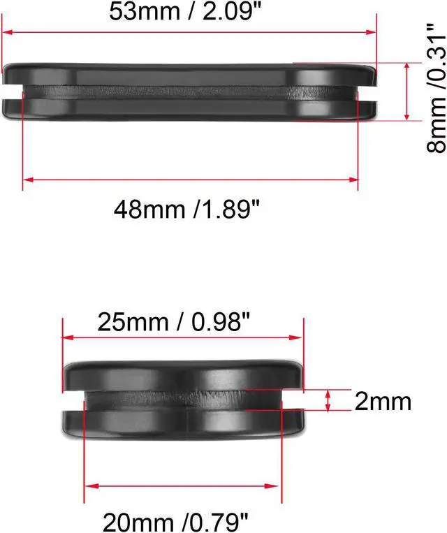 Alt view image 2 of 5 - Rubber Grommet Oval Double-Sided Mount Size 48 x 20 mm for Wire Protection 10pcs