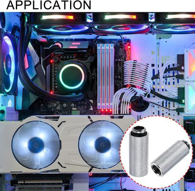 Alt view image 5 of 5 - Male to Female Extender Fitting G1/4 x 40mm for PC Water Cooling System Silver 4pcs