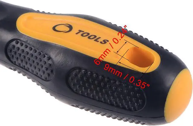 Alt view image 5 of 5 - #2 Phillips / 5mm Slotted Magnetic Screwdriver Set, 3" S2 Steel Round Shaft Non-Slip Black+Yellow Handle