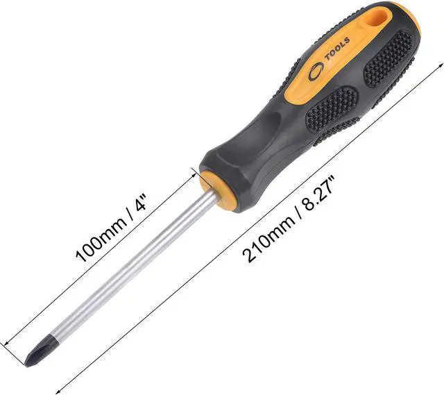 Alt view image 2 of 5 - #2 Phillips / 7mm Slotted Magnetic Screwdriver Set, 4" S2 Steel Round Shaft Non-Slip Black+Yellow Handle