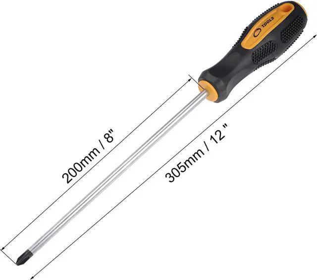 Alt view image 2 of 5 - #2 Phillips / 7mm Slotted Magnetic Screwdriver Set, 8" CR-V Round Shaft Non-Slip Black+Yellow Handle