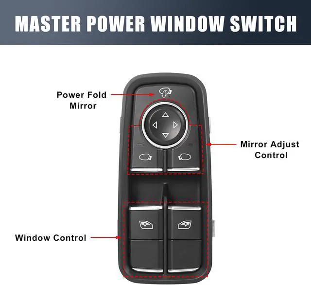 Alt view image 3 of 7 - 99161315502DML Front Left Driver Side Power Window Mirror Switch for Porsche 911 991 718 Boxster Cayman