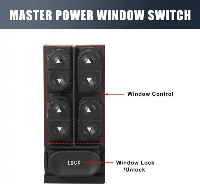 Alt view image 3 of 7 - Master Power Window Switch Front Left Driver Side for Ford for Mercury 1986-1994 E9DZ-14529-A
