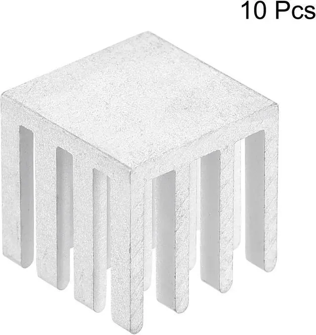 Alt view image 3 of 4 - 14x14x14mm Aluminum Heatsink Radiator for MOS IC Chip Silver Tone 10 Pcs