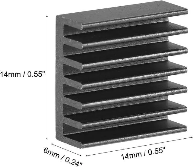 Alt view image 2 of 4 - 14x14x6mm Aluminum Heatsink Electronics Cooler for MOS IC Chip Black 50 Pcs