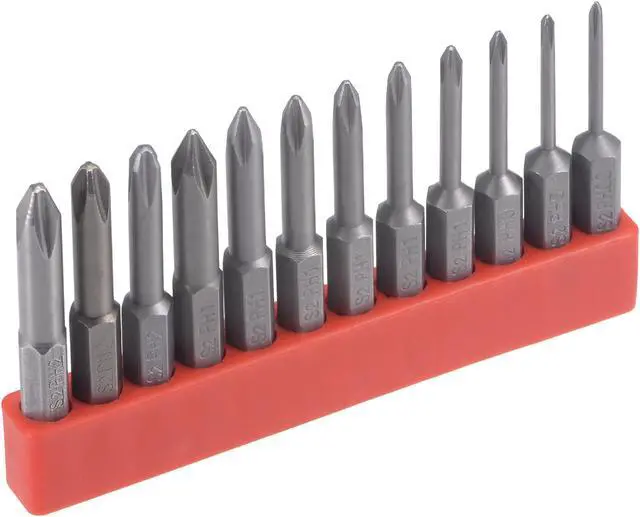 Main image of 12 Pcs Phillips Screwdriver Bit Set, 1/4" Hex Shank Magnetic PH00 - PH2 Cross Drill Bits, 2" Long S2 Steel