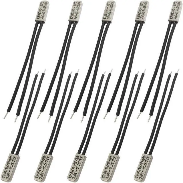 Main image of Unique Bargains Unique Bargains 10 x KSD9700 80C N.C Bimetal Temperature Switch Thermal Protector 250V 5A