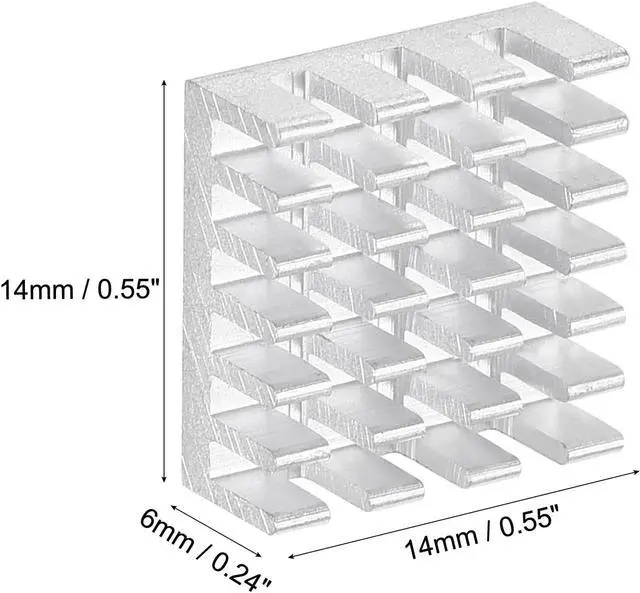 Alt view image 2 of 4 - 14x14x6mm Aluminum Heatsink Radiator for MOS IC Chip Silver Tone 10 Pcs