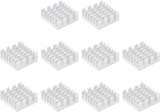 Main image of 14x14x6mm Aluminum Heatsink Radiator for MOS IC Chip Silver Tone 10 Pcs