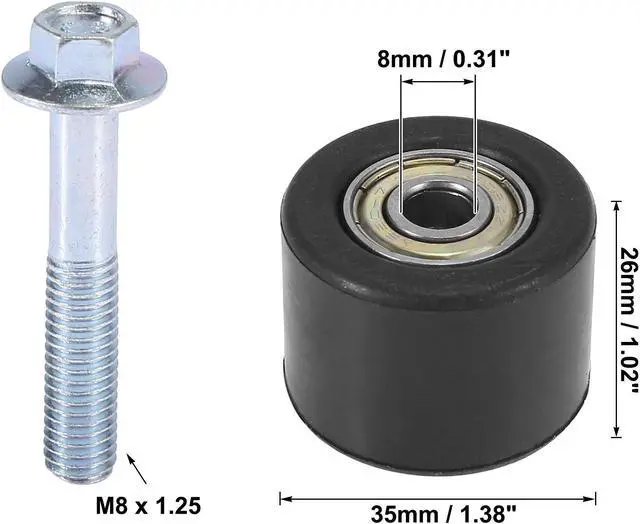 Alt view image 3 of 6 - 1 Set 8mm Motorcycle Chain Pulley Roller Slider Wheel Guide for Street Bike ATVs Black