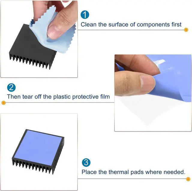 Alt view image 5 of 5 - Soft Silicone Thermal Conductive Pads 100mmx100mmx1.5mm Heatsink for CPU Cool Blue Pack of 2