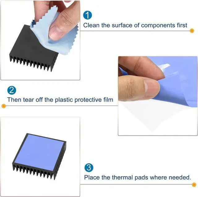 Alt view image 5 of 5 - Soft Silicone Thermal Conductive Pads 100mmx100mmx0.5mm Heatsink for CPU Cool Blue