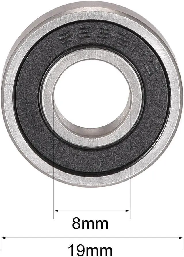 Alt view image 3 of 5 - S698-2RS Stainless Steel Ball Bearing 8x19x6mm Double Sealed Bearings 4pcs