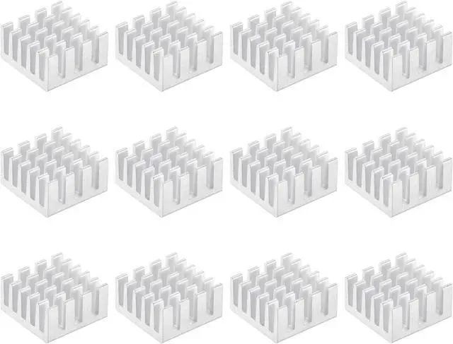 Main image of 15x15x8mm Silver Tone Thermal Self Adhesive Aluminum Heatsink Electronic Radiators 12 Pcs