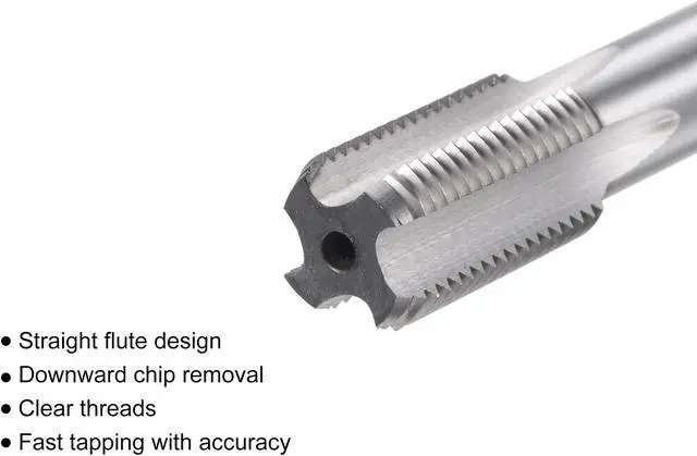 Alt view image 3 of 5 - Thread Milling Threading Tap 9/16"-18 UNF, Left Hand Machine HSS (High Speed Steel) 6542 Uncoated 4 Straight Flutes 2B Tolerance Grade