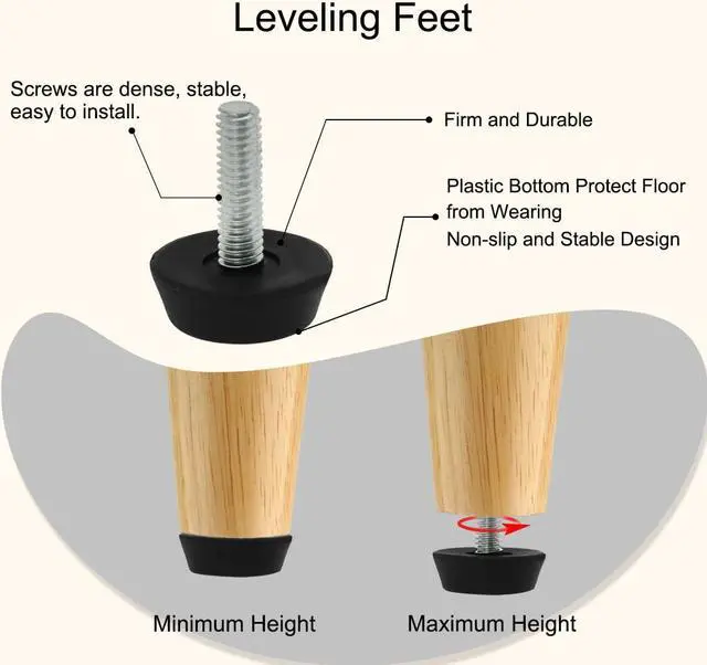 Alt view image 4 of 7 - M6 x 20 x 25mm Furniture Glide Leveling Feet Floor Protector for Table Leg 12pcs