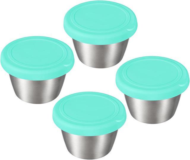 4pcs Small Stainless Steel Condiment Containers Cups for Bento Box - Blue