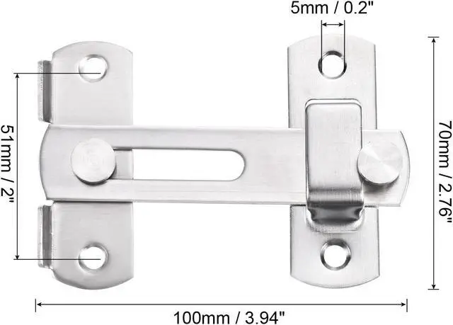 Alt view image 2 of 4 - 3.9" x 2.8" Door Latch, Large Flip Gate Latch Stainless Steel for Door and Window, Silver