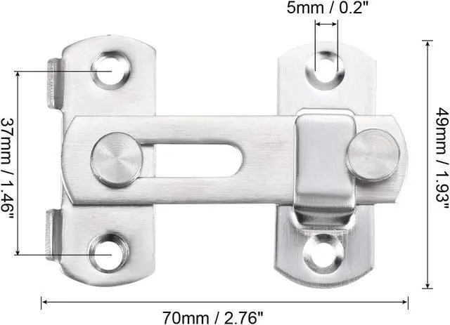 Alt view image 2 of 4 - 2.8" x 1.9" Door Latch, Flip Gate Latch Stainless Steel for Door and Window, Silver