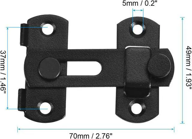 Alt view image 2 of 7 - 3.9" x 2.8" Door Latch, Large Flip Gate Latch Stainless Steel for Door and Window, Black