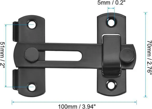 Alt view image 6 of 7 - 3.9" x 2.8" Door Latch, Large Flip Gate Latch Stainless Steel for Door and Window, Black