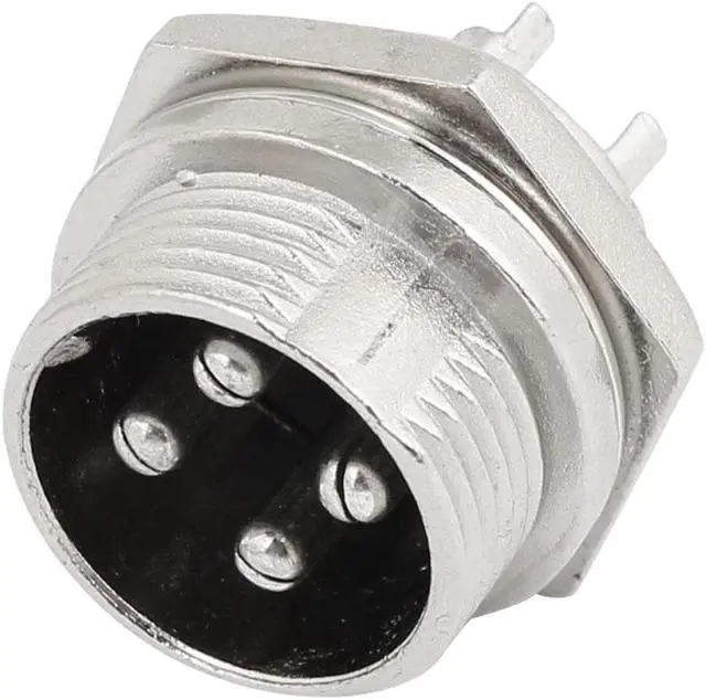 Alt view image 3 of 3 - Radio 4 Pin Male 16mm Thread XLR Chassis Mount Microphone Connector Adapter
