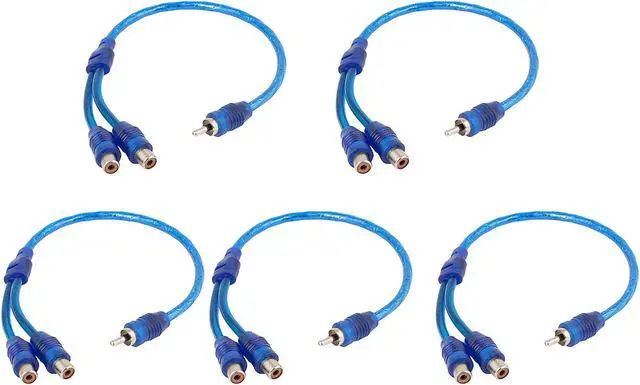 Alt view image 4 of 5 - Unique Bargains Auto Audio 2 RCA Female to 1 RCA Male Y Splitter Cable Wire Adapter 5pcs Blue