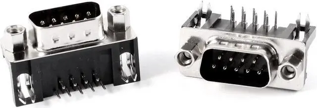 Main image of Unique Bargains DB9 9 Pin 2 Row Lock Screw 90 Degree Male Plug D-sub PCB Connector 2 Pcs