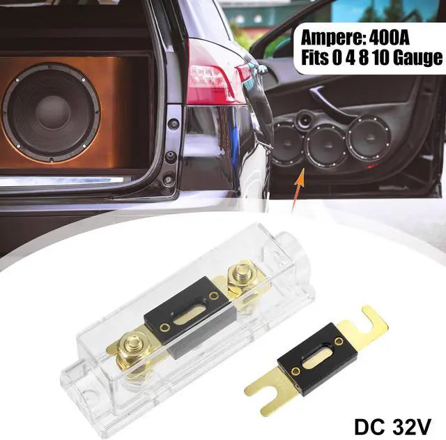 Main image of 1 Set Car Audio 0 4 8 Gauge Inline ANL Fuse Holder Clear Transparent Fuse Block with 2pcs 400A Fuse