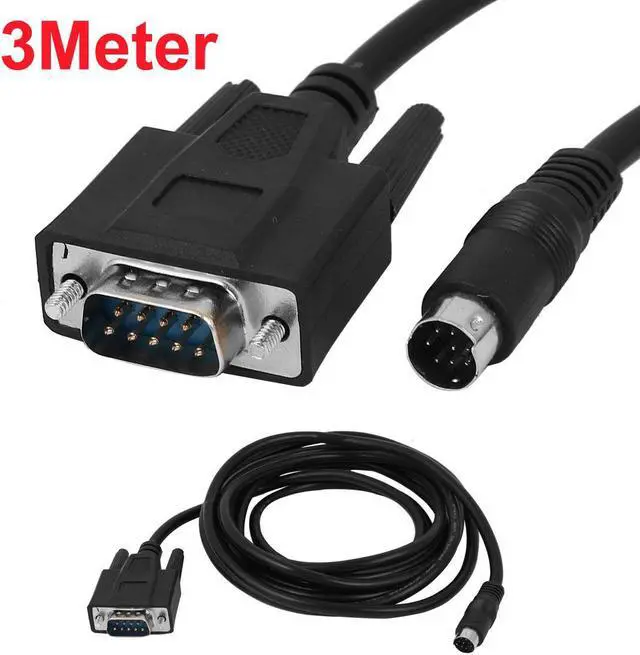 Alt view image 3 of 4 - Unique Bargains RS232 DB9 to 8P Mini Din Male  Plug PLC Programming Adapter Cable 3Meter 10Ft