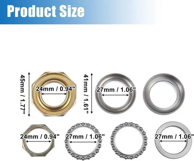 Alt view image 4 of 7 - Unique Bargains 1 Set Car Steering Stem Rod Bearing Ring Kit Replacement for Yamaha PW50 Y-Zinger 1981-2009
