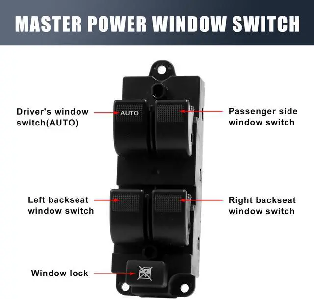 Alt view image 3 of 3 - Master Driver Side Power Window Switch LC62-66-350A Replacement for Mazda MPV 2001-2006