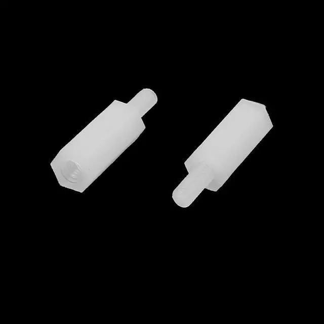 Alt view image 2 of 2 - 30 Pcs M2 10mm+5mm Female-Male White Nylon Hex PCB Stand-Off Screw Spacer